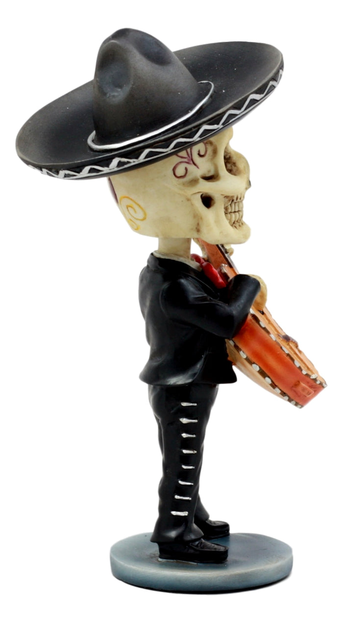 Ebros Gift Ebros Day Of The Dead Mariachi Guitarron Player Skeleton Bobblehead Figurine Skull