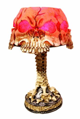 Ebros Gift Ebros Day Of The Dead Ossuary Skull Faces Mini Multi Colored LED Table Lamp 7"H
