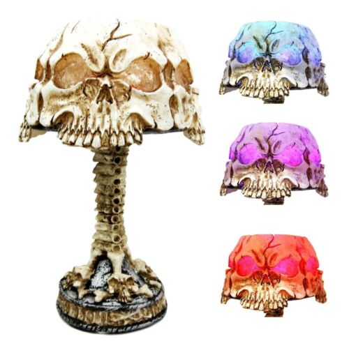 Ebros Gift Ebros Day Of The Dead Ossuary Skull Faces Mini Multi Colored LED Table Lamp 7"H