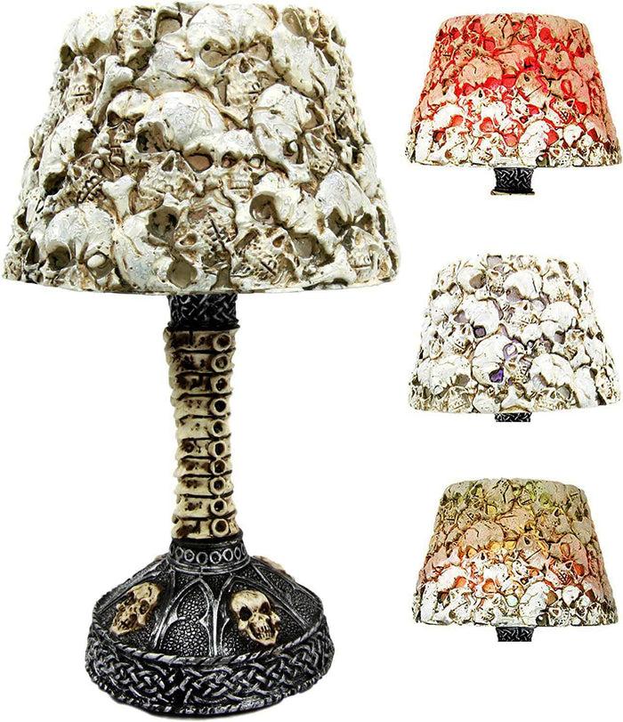 Ebros Gift Ebros Day Of The Dead Ossuary Skull Heaps Mini LED Color Changing Table Lamp Figurine