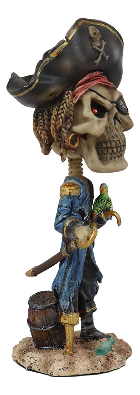 Ebros Gift Ebros Day Of The Dead Pirate Davy Jones With Parrot Skeleton Bobblehead Figurine