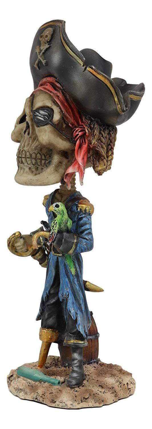 Ebros Gift Ebros Day Of The Dead Pirate Davy Jones With Parrot Skeleton Bobblehead Figurine