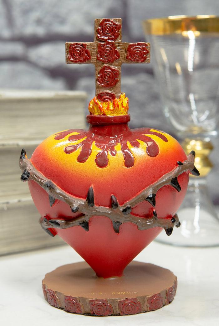 ebros gift Ebros Day Of The Dead Sacred Heart Of Jesus With Crown Of Thorns Roses & Cross Statue