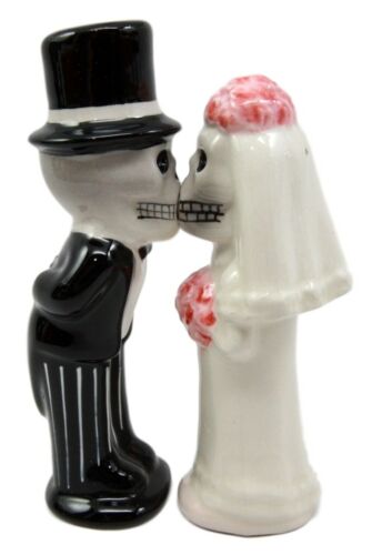 Ebros Gift Ebros Day Of The Dead Salt & Pepper Shakers Skeleton Couple Bride & Groom Set