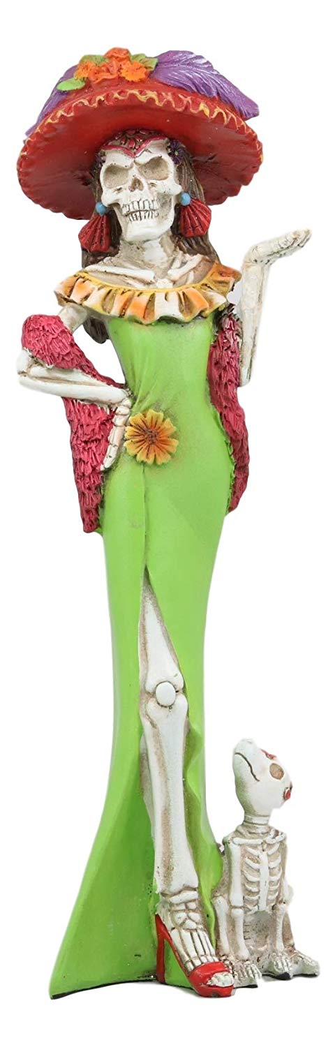 Ebros Gift Ebros Day Of The Dead Skeleton Lady Fiona With Green Gown Figurine 12.5" Tall