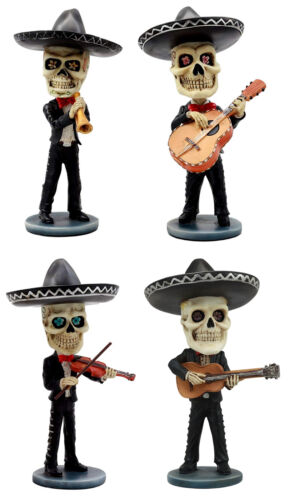 ebros gift Ebros Day Of The Dead Skeleton Wedding Mariachi Band Guitar Violin Guitarron And Trumpet Player Bobblehead Figurine Set Traditional Folklore Mexican Musician Band Sculpture