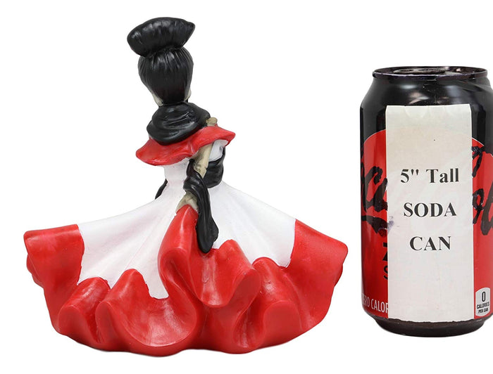 Ebros Gift Ebros Day Of The Dead Spicy Danza De Dama Senorita Red Skeleton Lady Dancer Salt And Pepper Shakers Holder Display Figurine Set 6.25" Wide Halloween Graveyard Spooky Macabre Skulls Skeletons Sculpture
