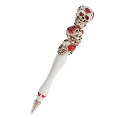 Ebros Gift Ebros Day Of The Dead Sugar Skull Pen Set Of 3 Writing Pens (Hearts And Roses)
