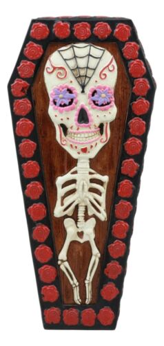 Ebros Gift Ebros Day Of The Dead Sugar Skulls Gothic Skeleton Bones Vampire Coffin Jewelry Box Dracula Casket Secret Stash Box