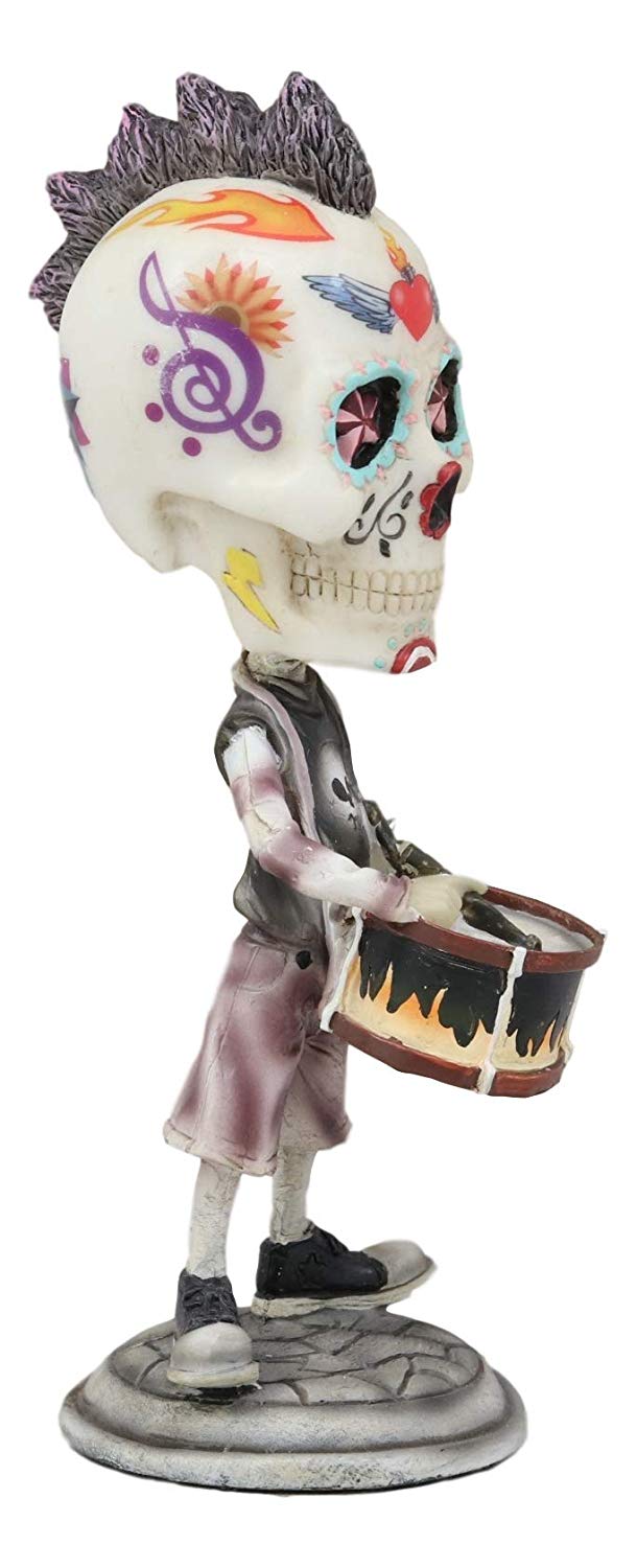 Ebros Gift Ebros Day Of The Dead Tattoo Skeleton Snare Drum Player Drummer Bobble Head Decor