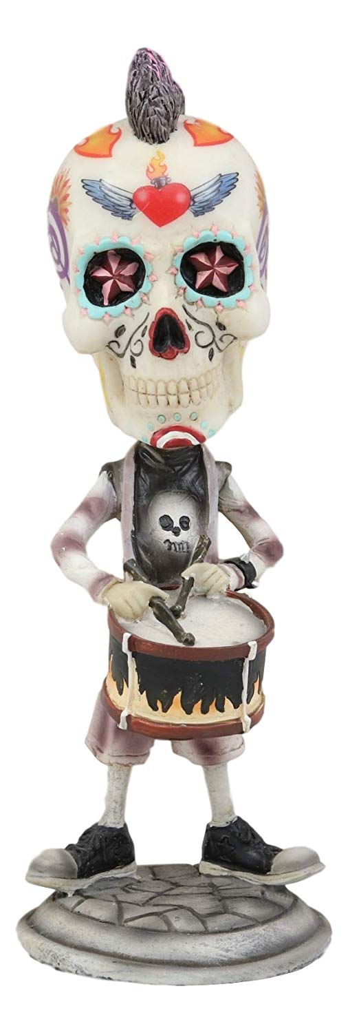 ebros gift Ebros Day Of The Dead Tattoo Skeleton Snare Drum Player Drummer Bobble Head Decor