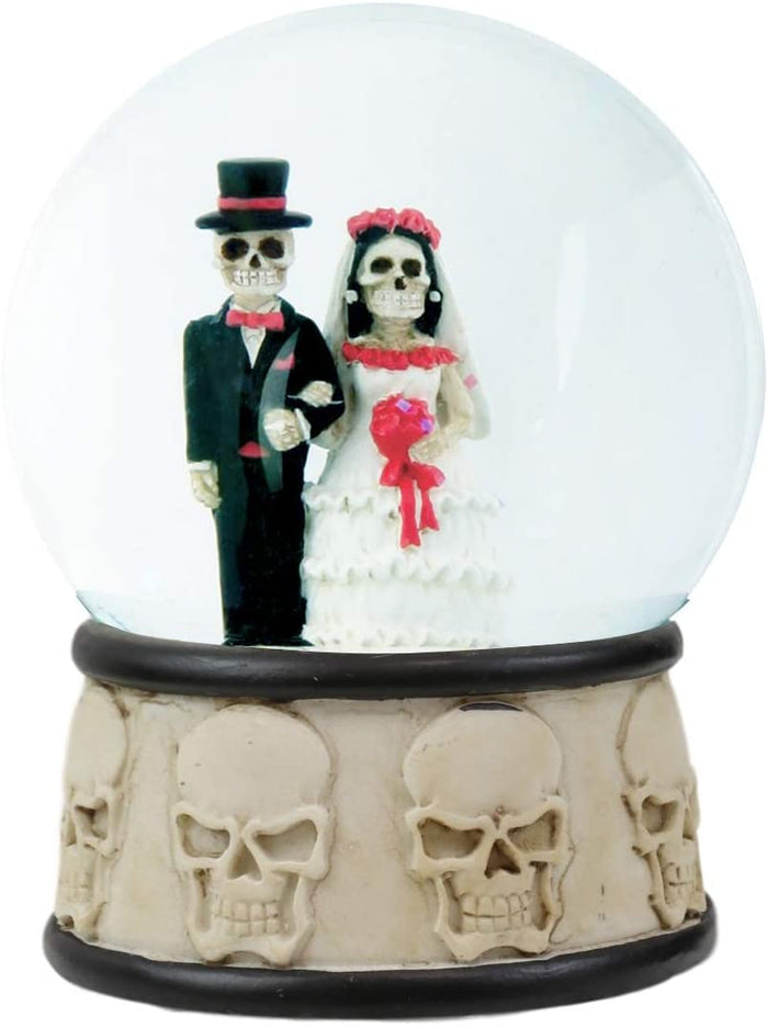 Ebros Gift Ebros Day Of The Dead Wedding Skeleton Bride And Groom Small Water Globe 65mm