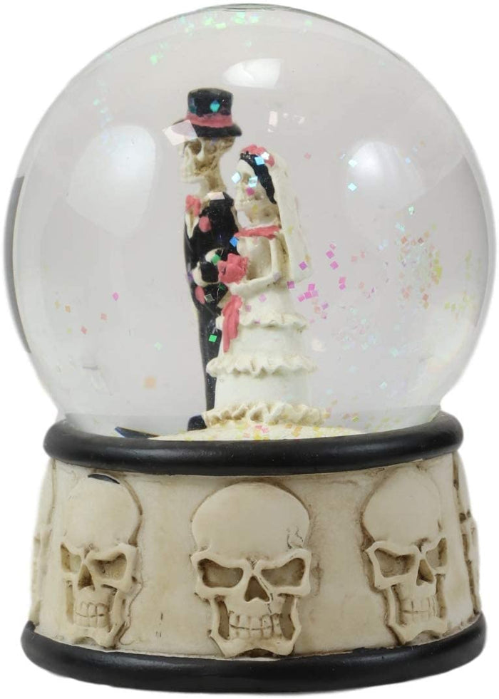 Ebros Gift Ebros Day Of The Dead Wedding Skeleton Bride And Groom Small Water Globe 65mm