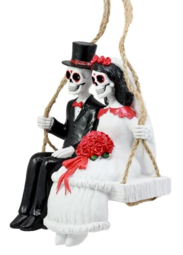 Ebros Gift Ebros Day Of The Dead Wedding Swingers Skeleton Bride & Groom On Rope Swing Figurine