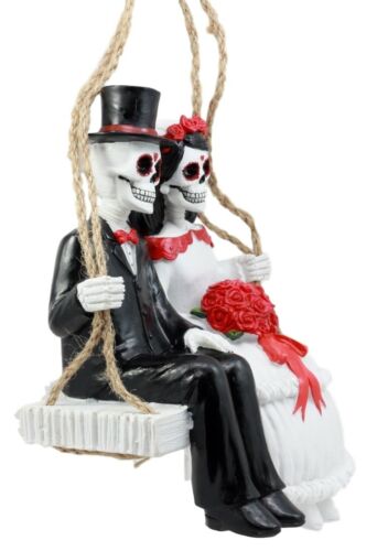 Ebros Gift Ebros Day Of The Dead Wedding Swingers Skeleton Bride & Groom On Rope Swing Figurine