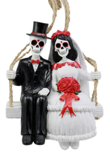 ebros gift Ebros Day Of The Dead Wedding Swingers Skeleton Bride & Groom On Rope Swing Figurine