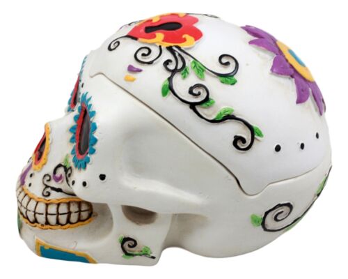 Ebros Gift Ebros Day Of The Dead White Sugar Skull Ashtray Tribal Tattoo Skull Figurine 5"Long
