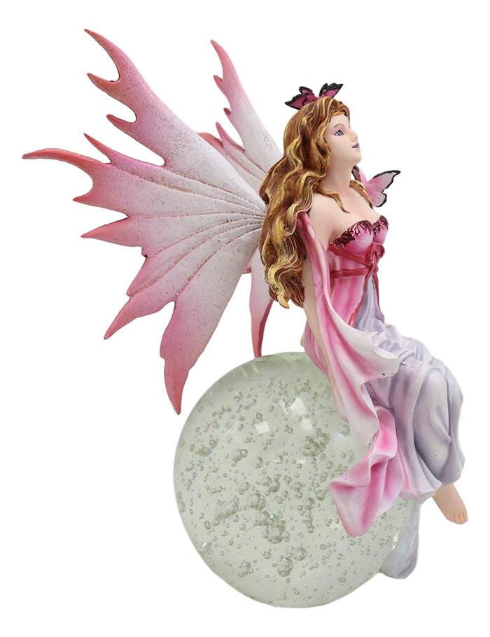 Ebros Gift Ebros Daybreak Princess Pink Fuchsia Fairy Sitting On Moon Acrylic Bubble Globe Statue 8.75" Tall Nene Thomas Fantasy Art Angels Fairies Pixies Themed Home Decor Sculpture Figurine
