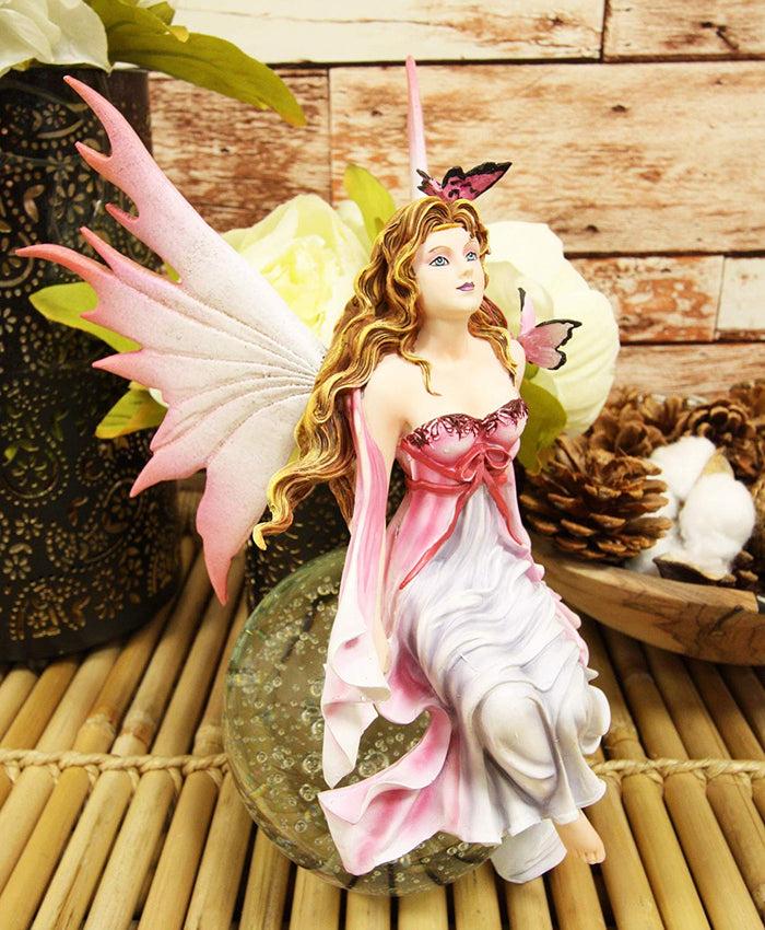 Ebros Gift Ebros Daybreak Princess Pink Fuchsia Fairy Sitting On Moon Acrylic Bubble Globe Statue 8.75" Tall Nene Thomas Fantasy Art Angels Fairies Pixies Themed Home Decor Sculpture Figurine