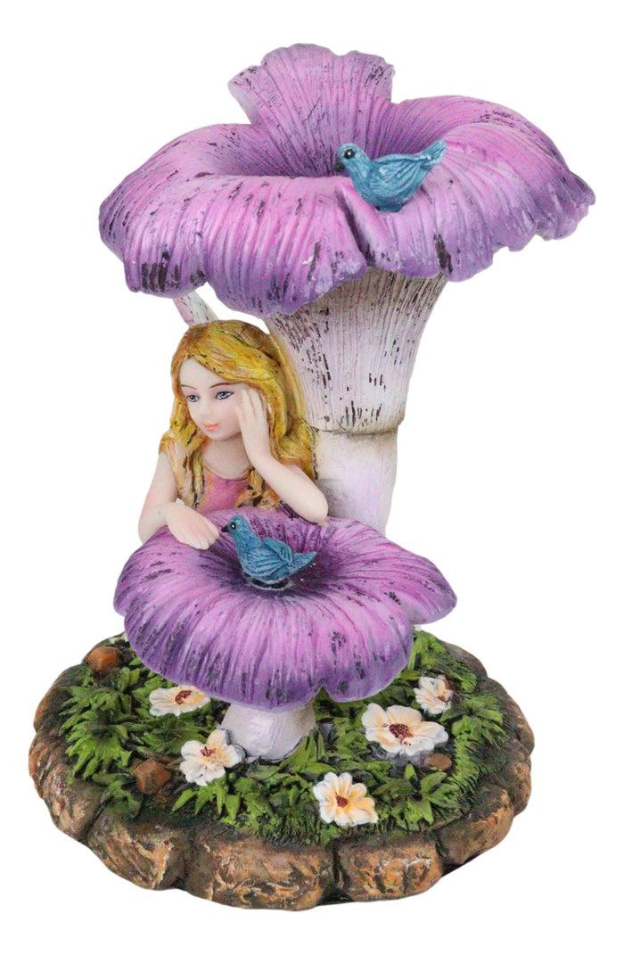 Ebros Gift Ebros Daydreaming Girl Fairy Under Giant Trumpet Flowers With Blue Birds Statue
