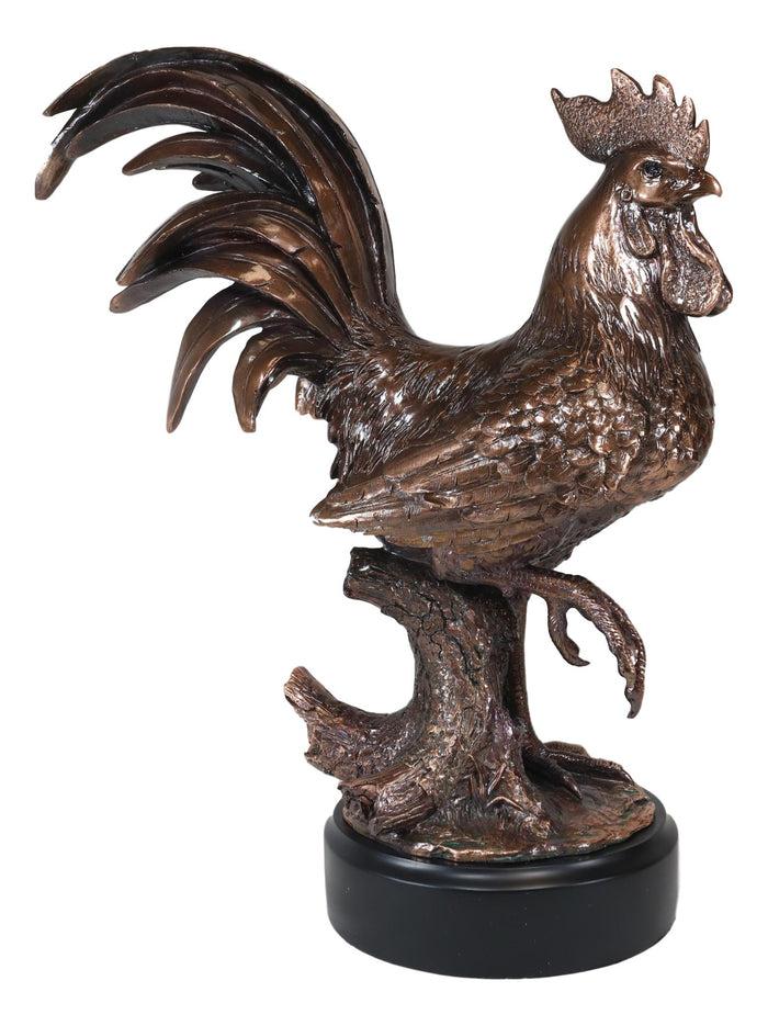 Ebros Gift Ebros Decorative Large Rustic Country Farm Rooster Bronze Electroplated Statue