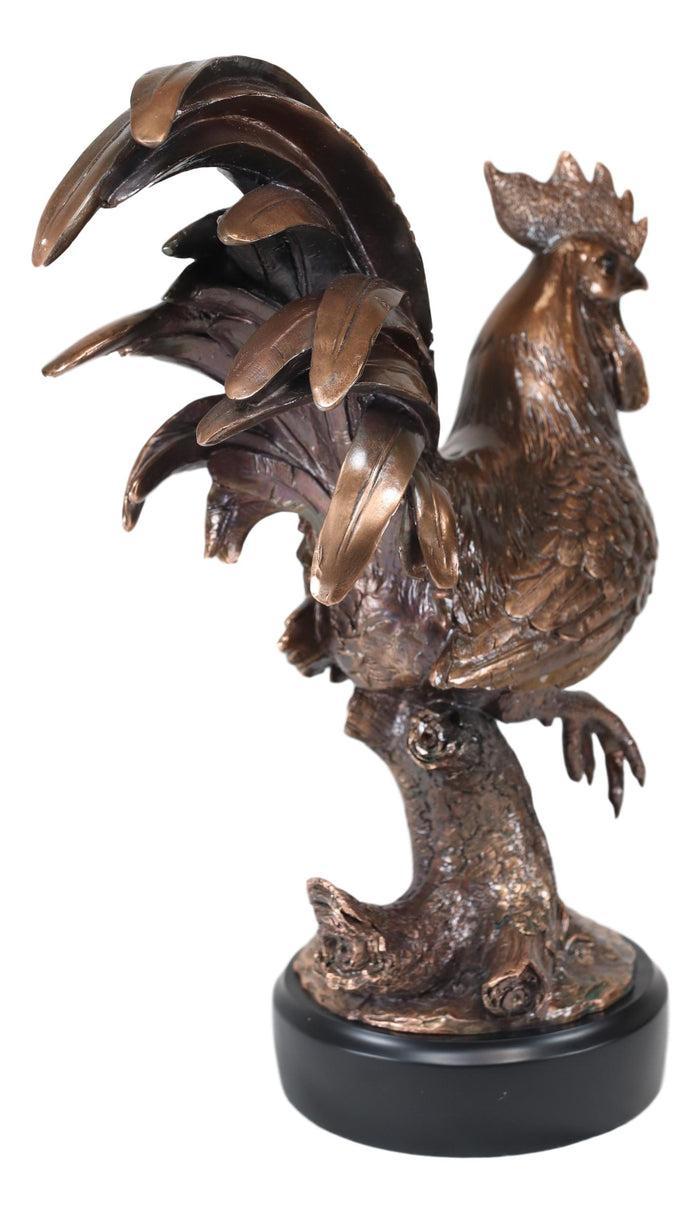 Ebros Gift Ebros Decorative Large Rustic Country Farm Rooster Bronze Electroplated Statue