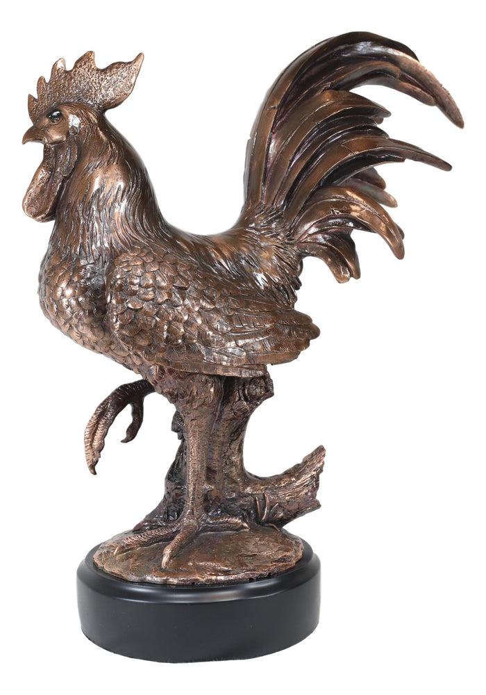 Ebros Gift Ebros Decorative Large Rustic Country Farm Rooster Bronze Electroplated Statue