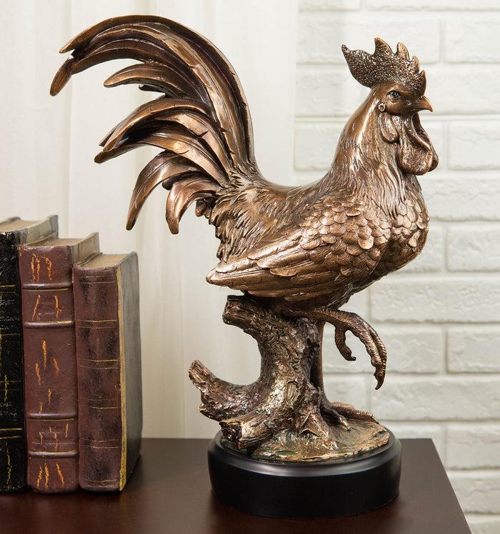 ebros gift Ebros Decorative Large Rustic Country Farm Rooster Bronze Electroplated Statue