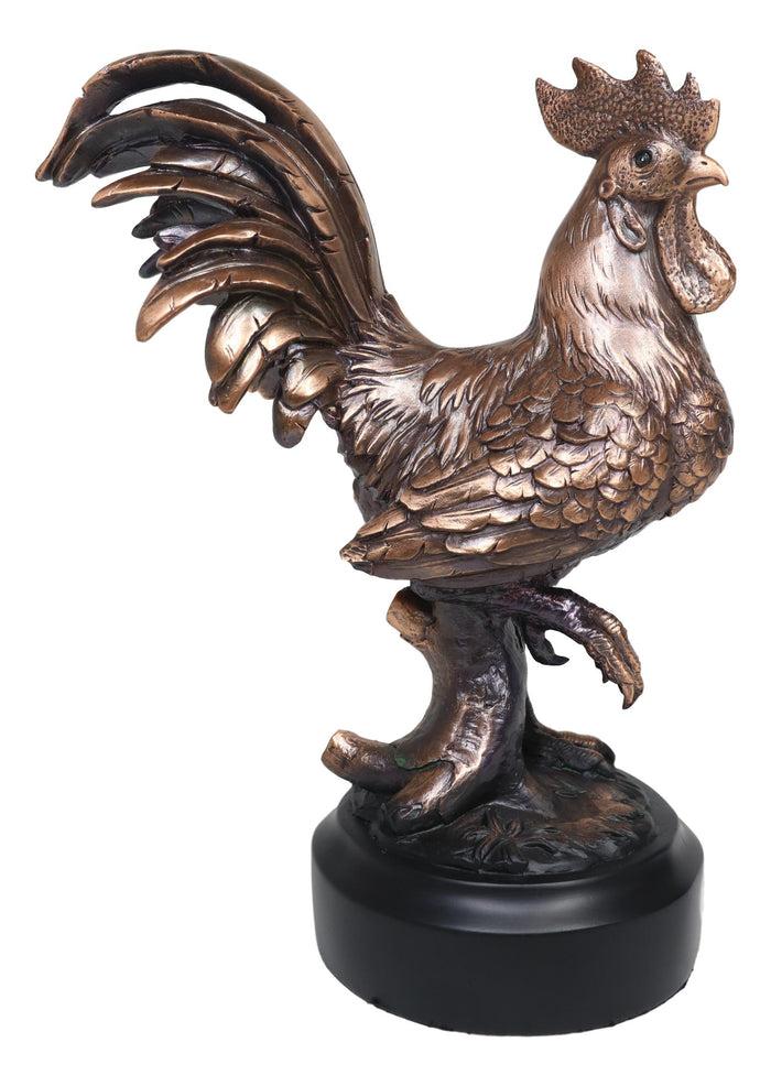Ebros Gift Ebros Decorative Sunshine Country Farm Rooster Bronze Electroplated Statue