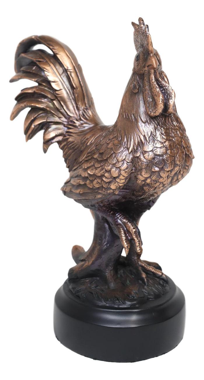 Ebros Gift Ebros Decorative Sunshine Country Farm Rooster Bronze Electroplated Statue