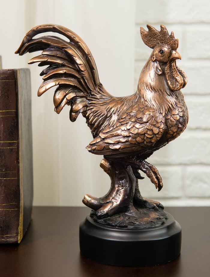 ebros gift Ebros Decorative Sunshine Country Farm Rooster Bronze Electroplated Statue