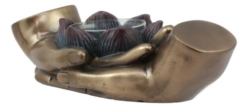 Ebros Gift Ebros Dhyana Mudra Buddha Palms With Padma Lotus Tea Light Votive Candle Holder