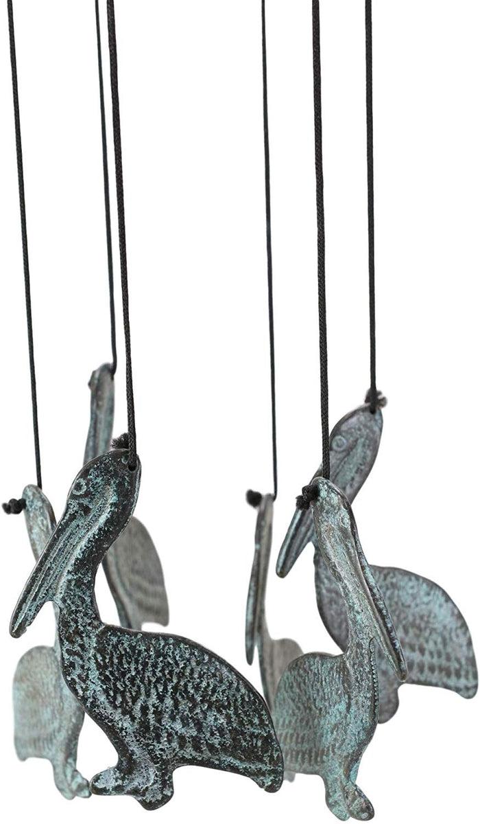 Ebros Gift Ebros Distressed Finish Brass Pelicans Wind Chime With Pelican Birds Ornaments