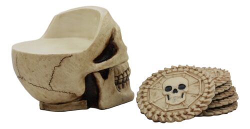 Ebros Gift Ebros DOD Ossuary Skull Cranium Coaster Set Statue Holder W/6 Coasters