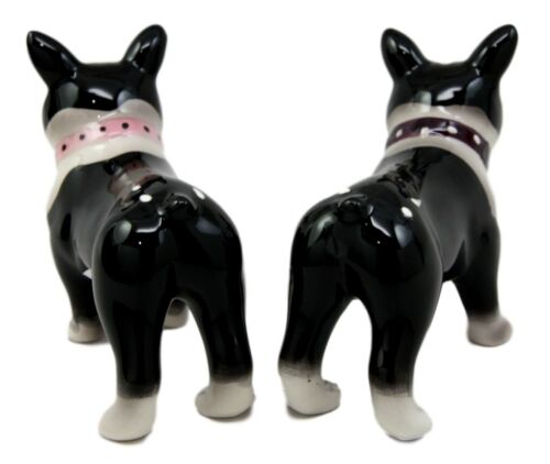 Ebros Gift Ebros Dog Boston Terrier Salt & Pepper Shakers Ceramic Magnetic Figurine Set 4"L