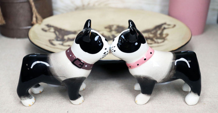 ebros gift Ebros Dog Boston Terrier Salt & Pepper Shakers Ceramic Magnetic Figurine Set 4"L