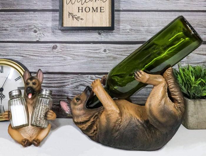 ebros gift Ebros Dog German Shepherd Wine Holder and Salt Pepper Shakers Holder Set