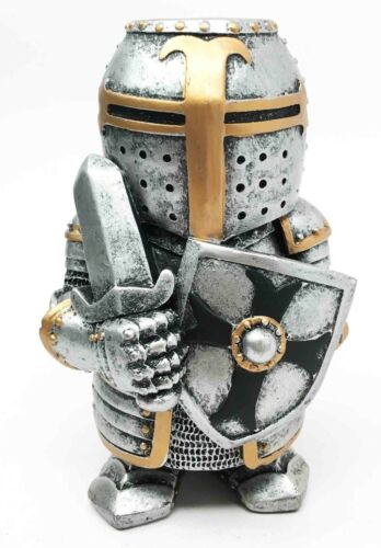 ebros gift Ebros Doll House Miniature 4.5" Medieval Sword Shield Infantry Sculpture Suit of Armor
