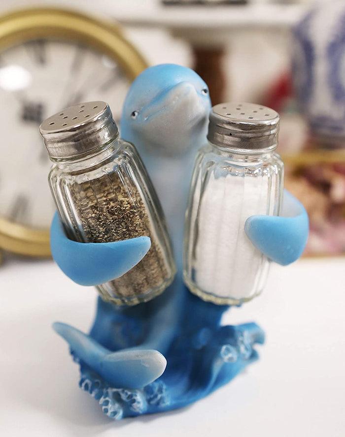 ebros gift Ebros Dolphin Rising Above Sea Waves Hugging Salt And Pepper Shakers Holder