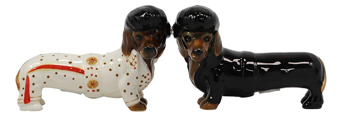 Ebros Gift Ebros Doxie Collection King Of Rock And Roll Dachshund Dogs Salt Pepper Shakers Set