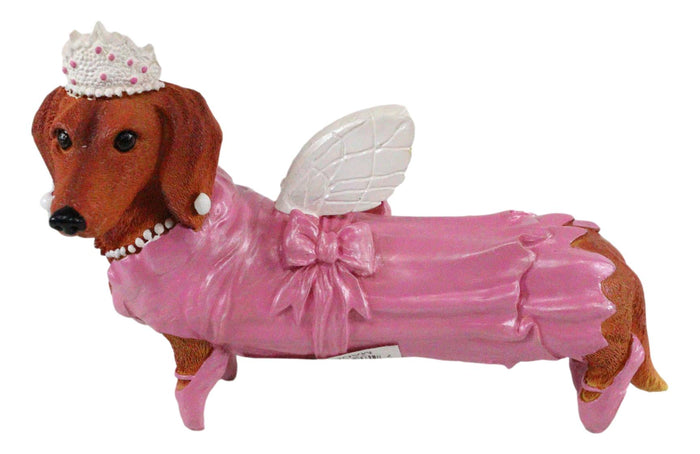Ebros Gift Ebros Doxie Collection Pink Fairy Godmother Winged Tiara Dachshund Dog Figurine 6"L