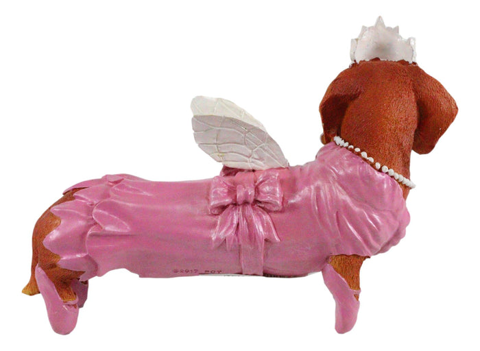Ebros Gift Ebros Doxie Collection Pink Fairy Godmother Winged Tiara Dachshund Dog Figurine 6"L