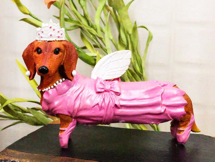 ebros gift Ebros Doxie Collection Pink Fairy Godmother Winged Tiara Dachshund Dog Figurine 6"L
