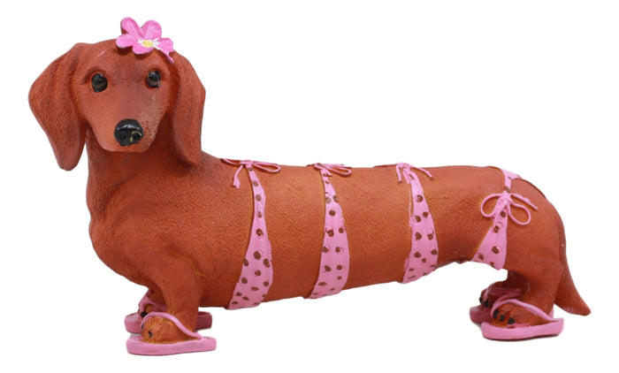 Ebros Gift Ebros Doxie Collection Pink Polkadot Bikini Beach Bod Sexy Dachshund Figurine 6"Long As Whimsical Wiener Dog Decor Collectible