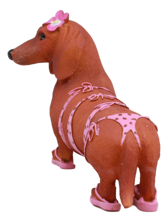 Ebros Gift Ebros Doxie Collection Pink Polkadot Bikini Beach Bod Sexy Dachshund Figurine 6"Long As Whimsical Wiener Dog Decor Collectible