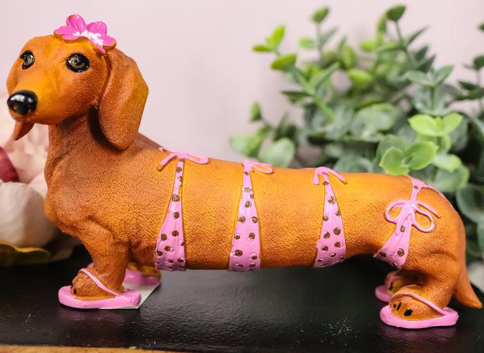 ebros gift Ebros Doxie Collection Pink Polkadot Bikini Beach Bod Sexy Dachshund Figurine 6"Long As Whimsical Wiener Dog Decor Collectible