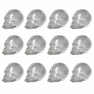 Ebros Gift Ebros Dozen Mini Translucent Clear Skull Gothic Halloween Decor 12pc 1 Inch Tall