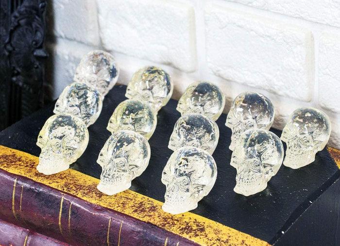 ebros gift Ebros Dozen Mini Translucent Clear Skull Gothic Halloween Decor 12pc 1 inch Tall