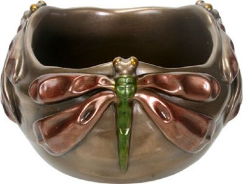 ebros gift Ebros Dragonfly Bowl For Fruits Tabletop Mantle-piece Decor Art Nouveau Theme (Bronze Finish)