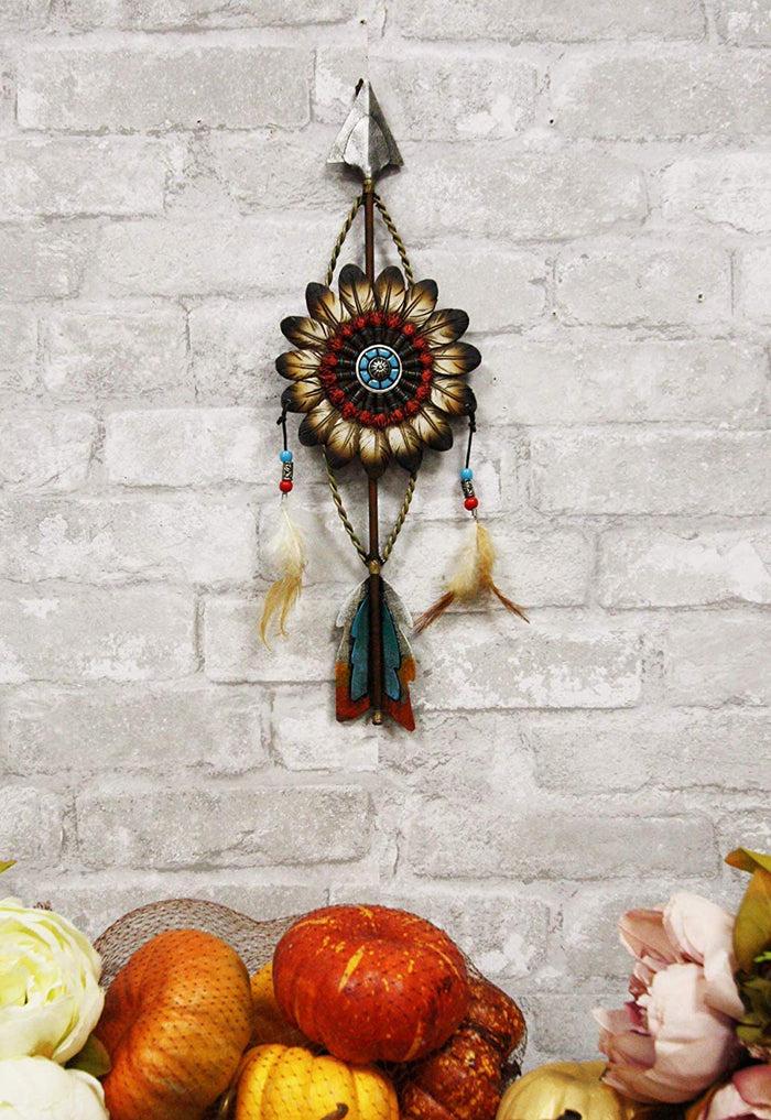ebros gift Ebros Dreamcatcher with Beaded Feathers Wall Hanging Decor Dream Catcher Decoration Ornament Hanger for Home and Office (North Arrow Roach Feathers)